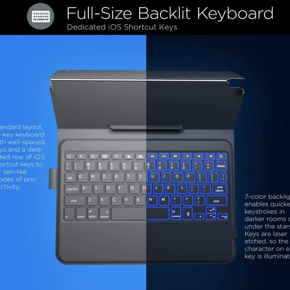 Apple iPad Pro 9.7-inch Keyboard Case 10 Backlit Color Keys 1st Generation 2016 - Picture 3 of 7